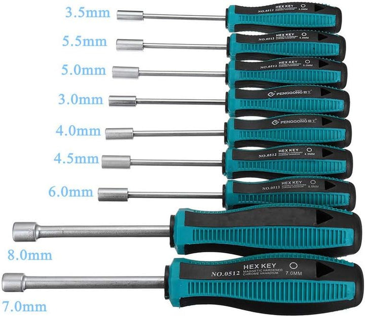 Meichoon 3-11mm Steckschlüssel-Schraubendreher Sechskant-Mutterschlüssel Schraubendreher 9pcs DF07B,