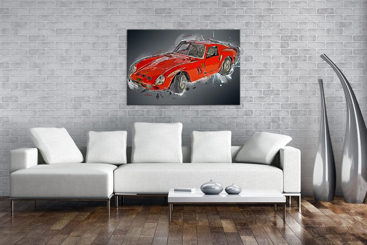 deyoli gezeichneter Sportwagen Format: 100x70 als Leinwandbild, Motiv fertig gerahmt auf Echtholzrah