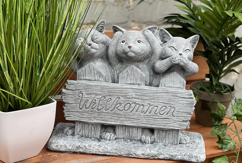 Stone and Style Steinfigur 3 Katzen Willkommen frostfest Gartenfigur ca. 8,1 kg