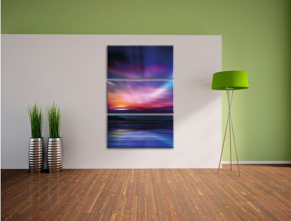 Pixxprint Nordische Polarlichter als Leinwandbild | Grösse: 3 Teilig (120x80) | Wandbild| Kunstdruck