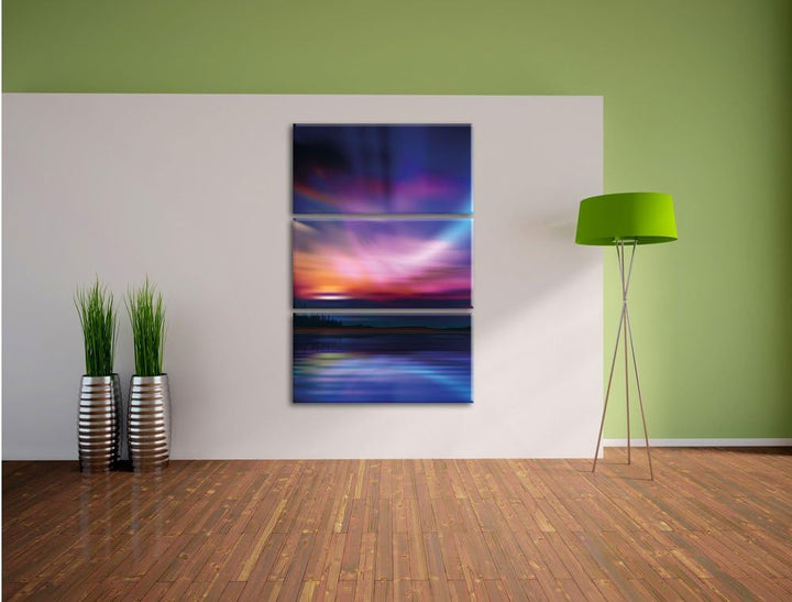 Pixxprint Nordische Polarlichter als Leinwandbild | Grösse: 3 Teilig (120x80) | Wandbild| Kunstdruck