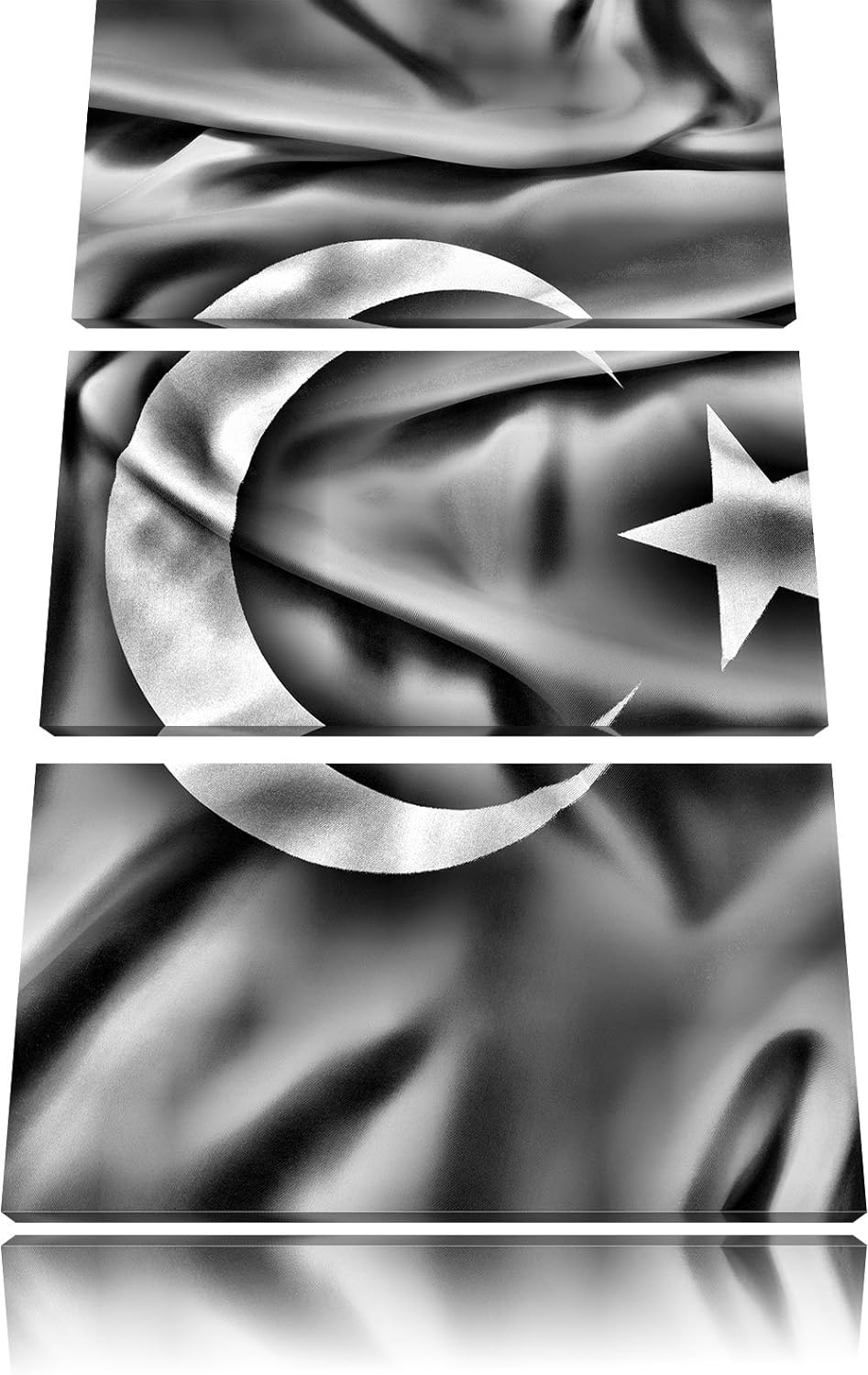 Pixxprint Turkey Flag, Türkei Flagge als Leinwandbild/Grösse: 3 Teilig (120x80 cm) cm/Wandbild/Kunst
