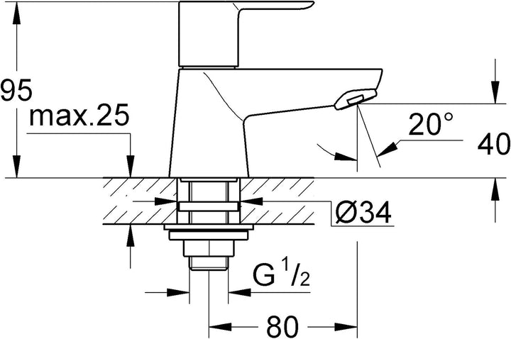 Grohe BauEdge Standventil WT, XS-Size Bauedge XS-Size Glatter Körper, Bauedge XS-Size Glatter Körper