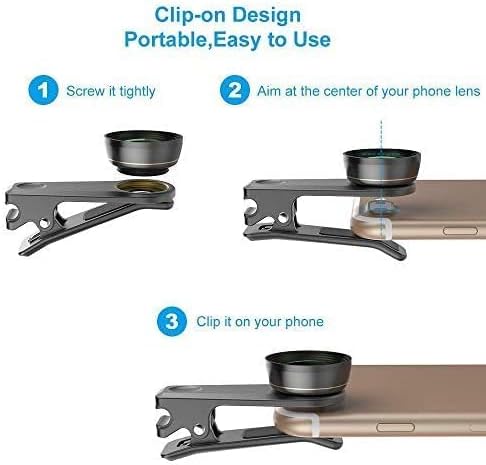 Apexel 6-in-1 Handy-Kameraobjektiv-Set, Weitwinkelobjektiv + Makroobjektiv + Fischaugenobjektiv + ND