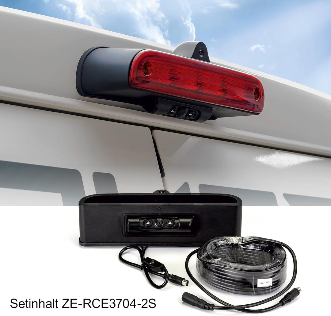 ZENEC ZE-RCE3704-2S – Bremsleuchten Doppellinsen Rückfahrkamera kompatibel mit FIAT Ducato, Peugeot