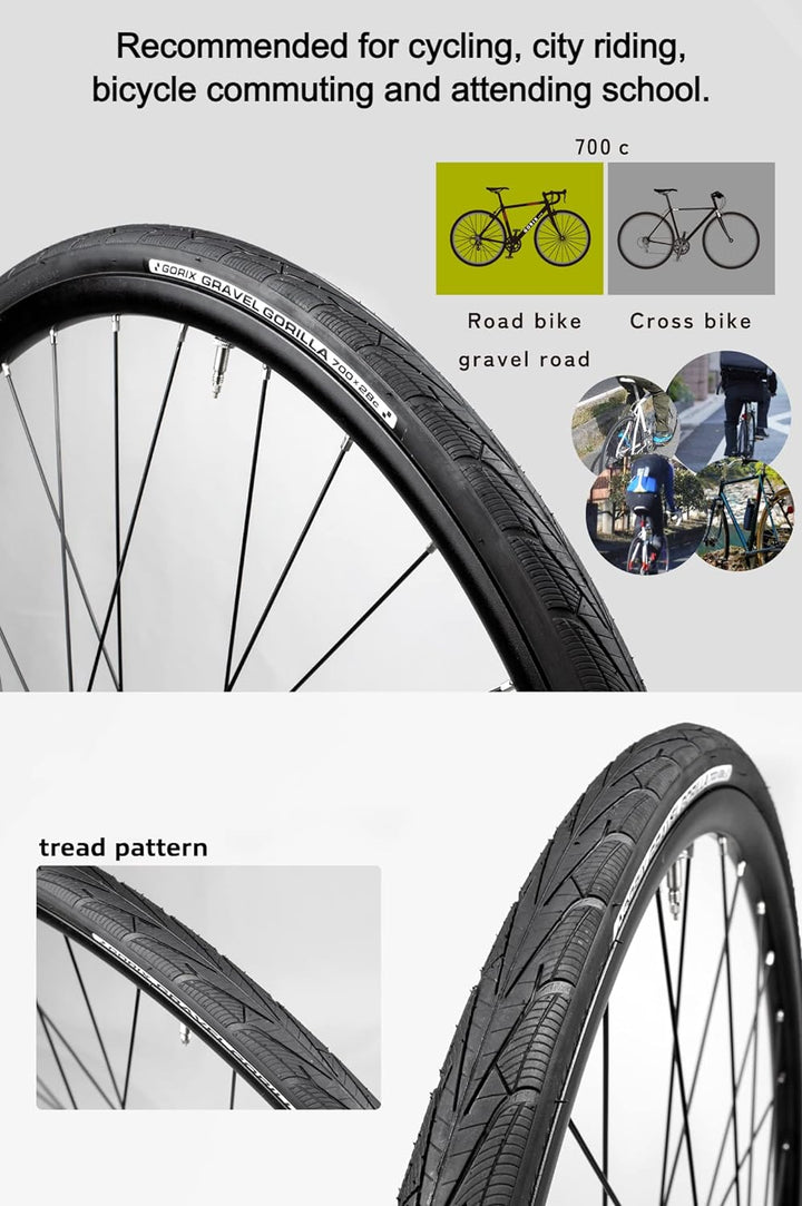 GORIX Rennrad Drahtreifen 700×28C Profil Gravel Rennrad Fahrrad (Gravel Gorilla)