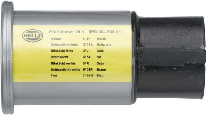 HELLA - Prüfgerät, Anhängersteckdose - 24V - 8PD 004 508-011 für den Einbau mit Deckel, für den Einb