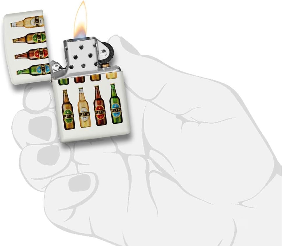 Zippo Classic Lighter-Beer Bottles Feuerzeug, Messing, Individual Design, Original Pocketsize