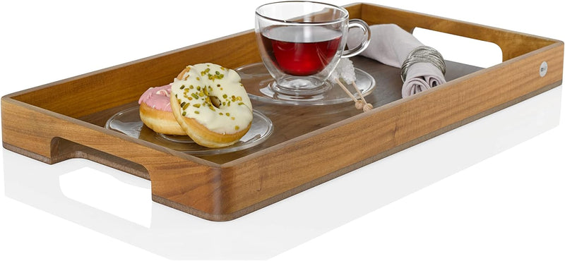 AdHoc Serve Smart Tablett für Tee, Kaffee oder Speisen Serve, Akazien-/Walnussholz 56x30 CM, 56x30 C