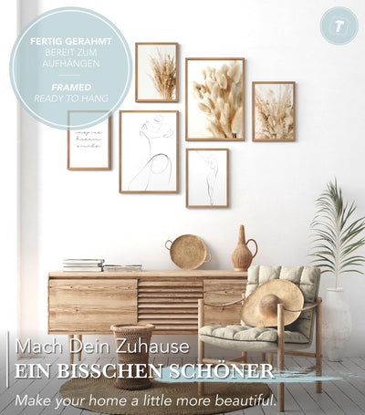 Papierschmiede® Mood Poster Set Pampas Woman, Bilder Set mit Rahmen (Farbe wählbar) Wohnzimmer Deko