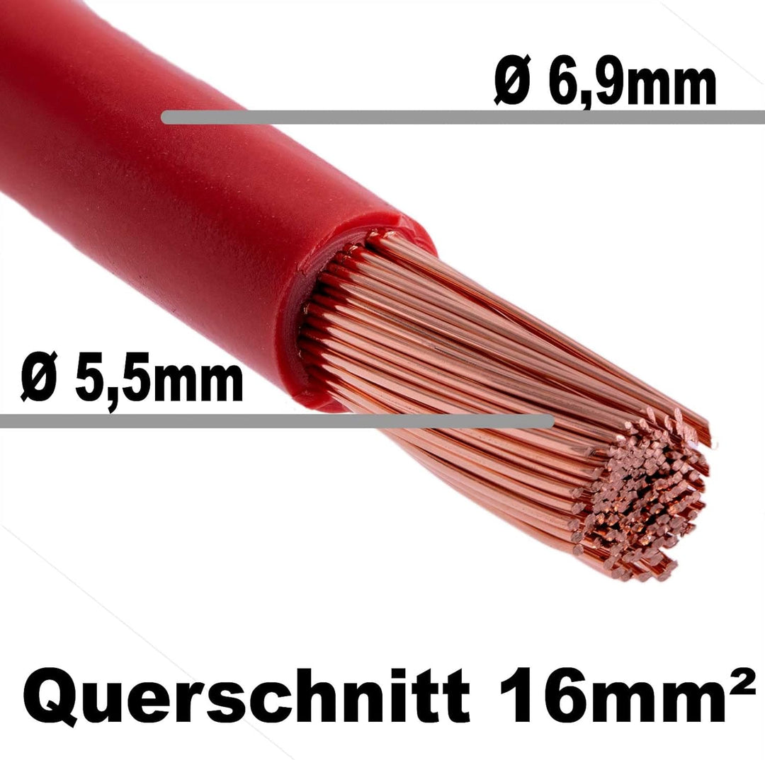 DCSk Fahrzeugleitung - 16mm² - 10m - FLRY B asymmetrisch - 16 mm² - KFZ Kabel Litze - Schwarz - 16mm