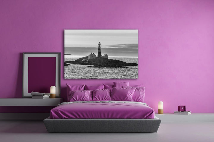 deyoli einsamer norwegischer Leuchtturm Format: 60x40 Effekt: Schwarz/Weiss als Leinwand, Motiv fert