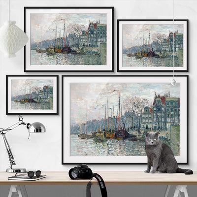 Bild mit Rahmen - Claude Monet - Kromme Waal Amsterdam - Schwarz, 50 x 70 cm 50cm x 70cm Schwarz, 50