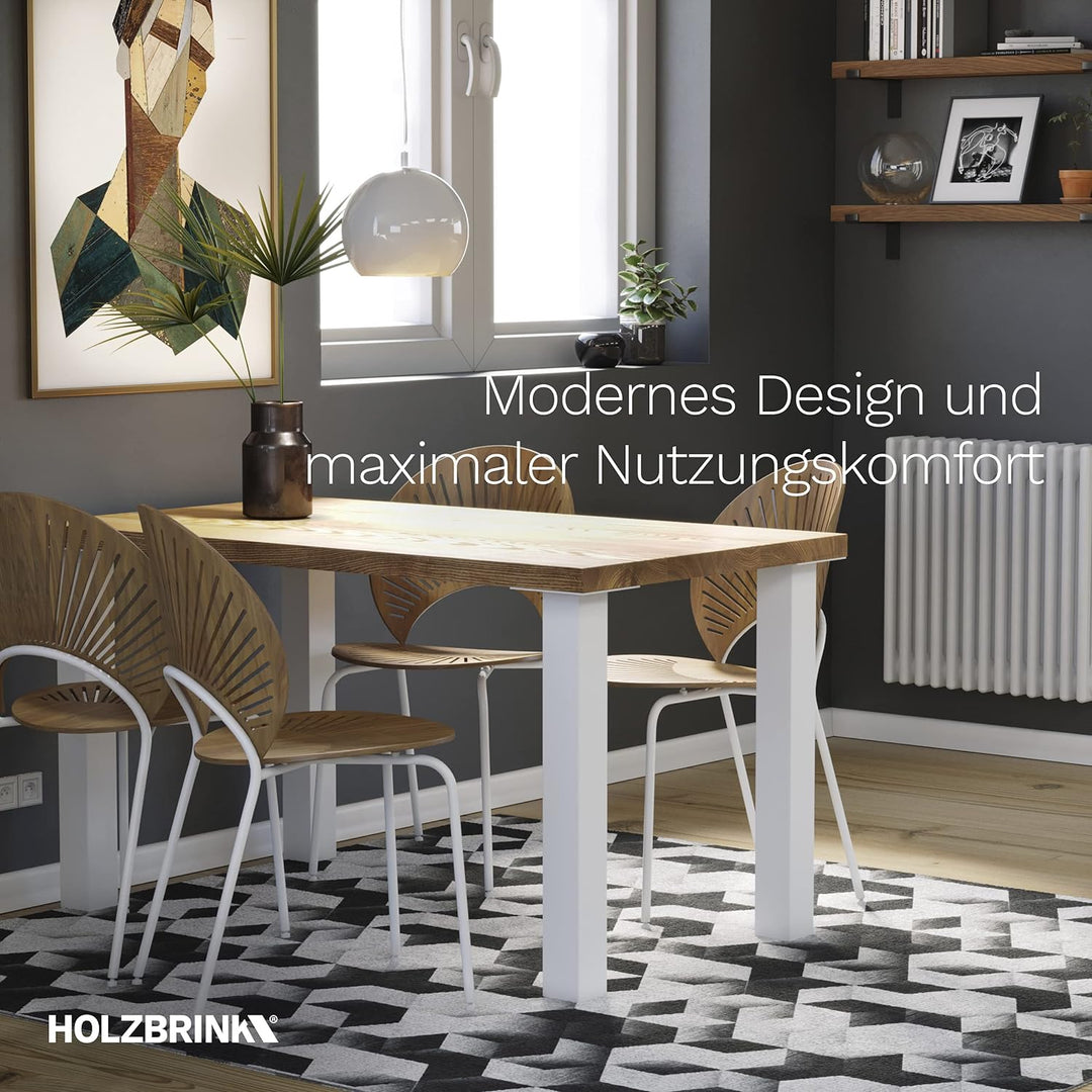 HOLZBRINK Tischbeine Eckig, Möbelfüsse aus Quadratrohr 40x40 mm, Höhe 60 cm, Weiss, 4 Stück, HLT-14A