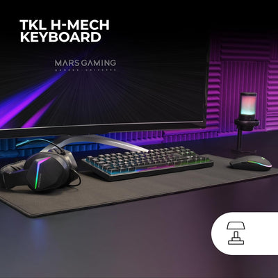 MARSGAMING MCP-RGB3, Pack Gaming-Tastatur Fixed RGB + Gaming-Maus RGB Flow 3200 DPI + Headset Over-E