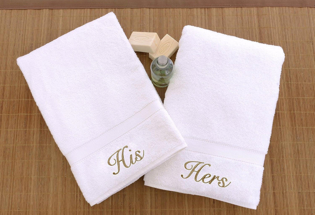 Linum Wohntextilien Personalisierte Gold Gewinde Bestickt Handtuch, Weiss/Gold, Einheitsgrösse Er &