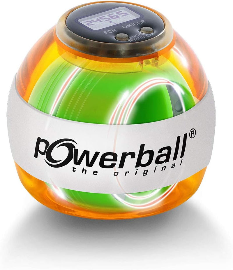 Powerball Max Red, gyroskopischer Handtrainer mit rotem Lichteffekt inkl. Drehzahlmesser, transparen