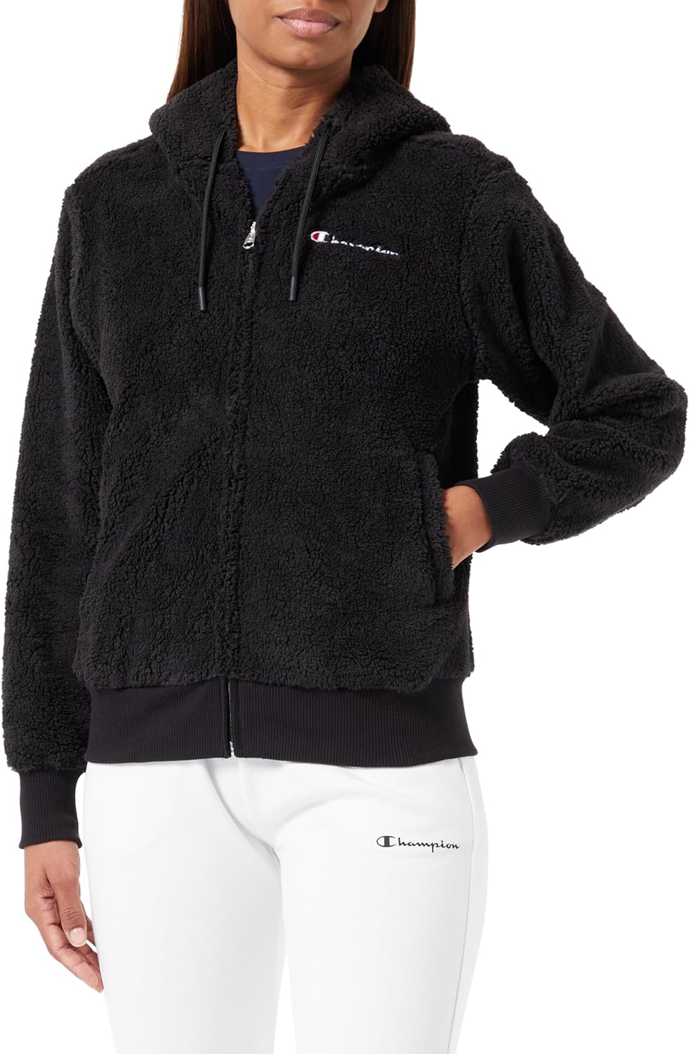 Champion Damen Legacy American Classics W-Bonded Polar Teddy Full Zip Kapuzenpullover S Schwarz, S S