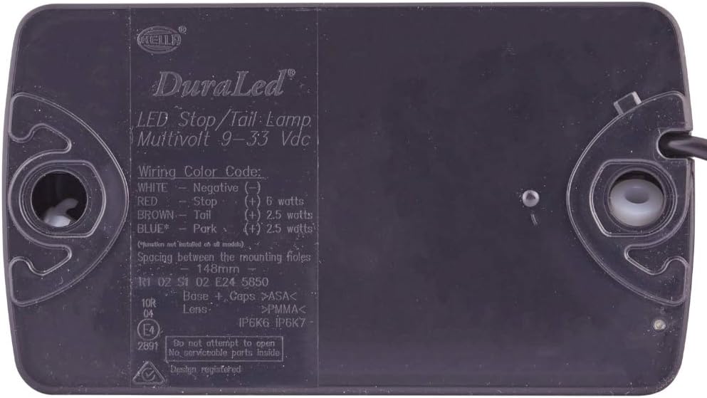 HELLA - Heckleuchte - DuraLED - LED - 12/24V - Anbau/geschraubt - Lichtscheibenfarbe: weiss - Kabel: