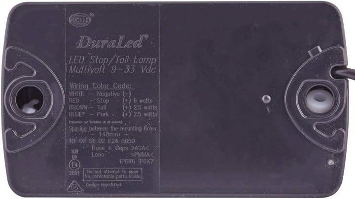 HELLA - Heckleuchte - DuraLED - LED - 12/24V - Anbau/geschraubt - Lichtscheibenfarbe: weiss - Kabel:
