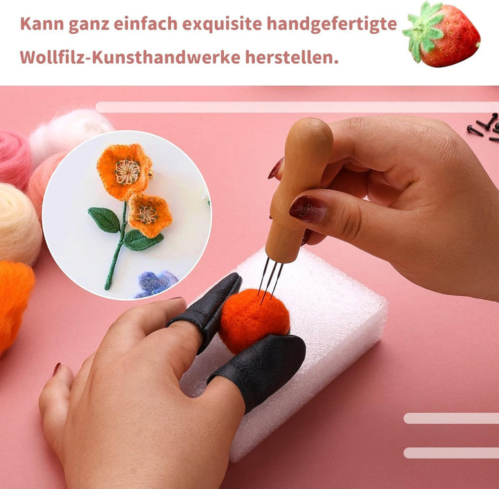 48 Farben Nadelfilz Set, Filzwolle Roving, 88 Stück Nadelfilz Starter Kit mit Filznadeln Grundwerkze