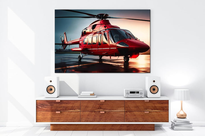 deyoli Rettungshubschrauber Format: 80x60 cm als Leinwandbild, Motiv fertig gerahmt auf Echtholzrahm