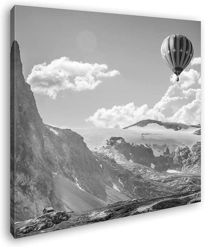 deyoli Heissluftballons im malerischen Gebirge Format: 70x70 Effekt: Schwarz&Weiss als Leinwandbild,