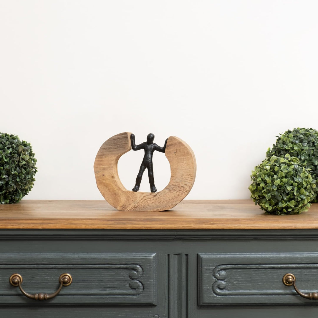 Moritz Skulptur I Streitschlichter I 22 x 7 x 17,5 cm I Holzdeko I Skulpturen Deko I Modern I Wohnzi