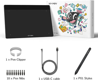 XP-PEN Deco Fun L 10x6,27 Zoll Grafiktablett, Stift Tablet mit 60° Neigung,Zeichentablett zum Zeichn