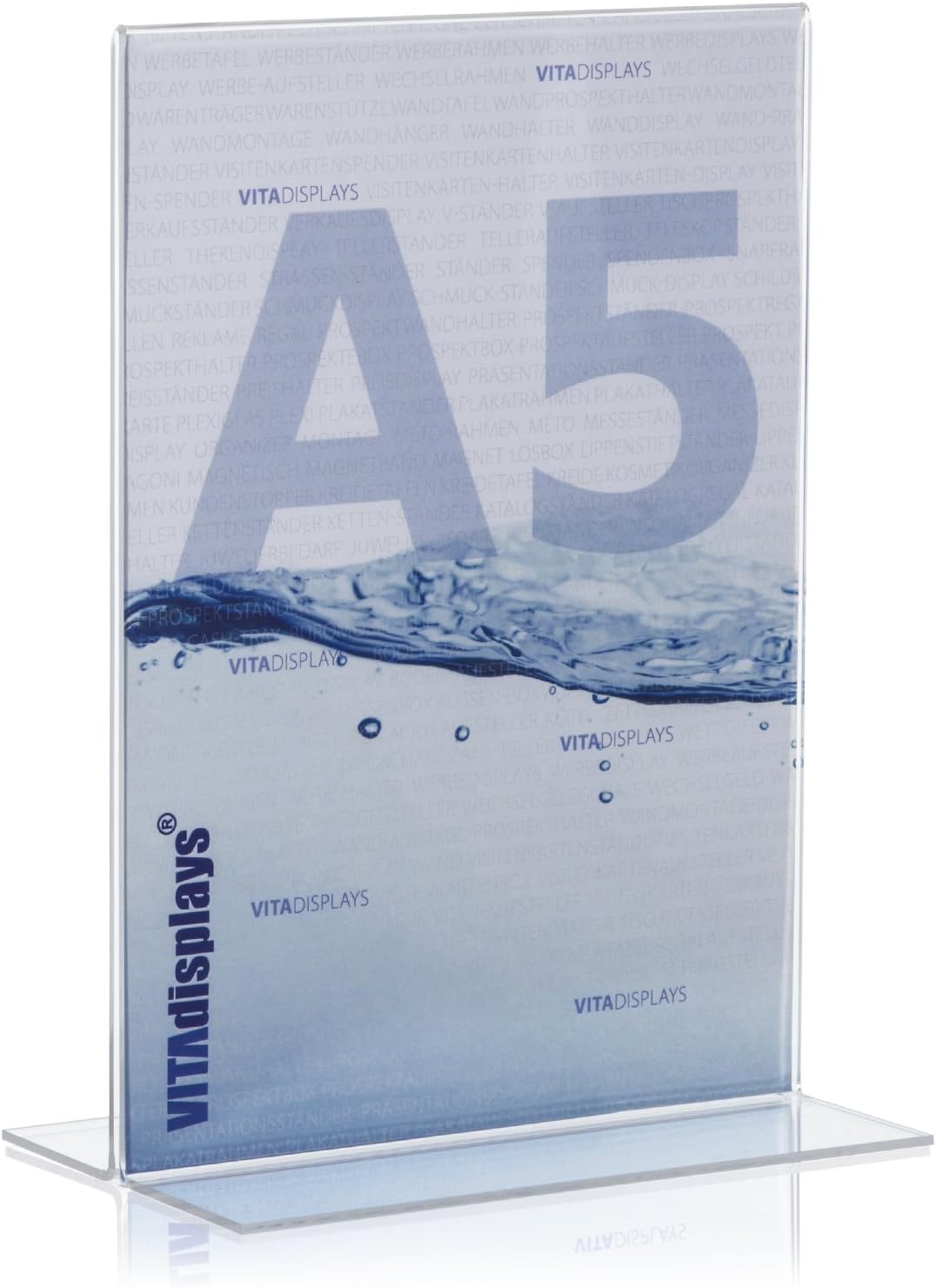 VITAdisplays 10 Stück VITAdisplays DIN A5 Tischaufsteller, Werbeaufsteller als T-Ständer, T-Aufstell