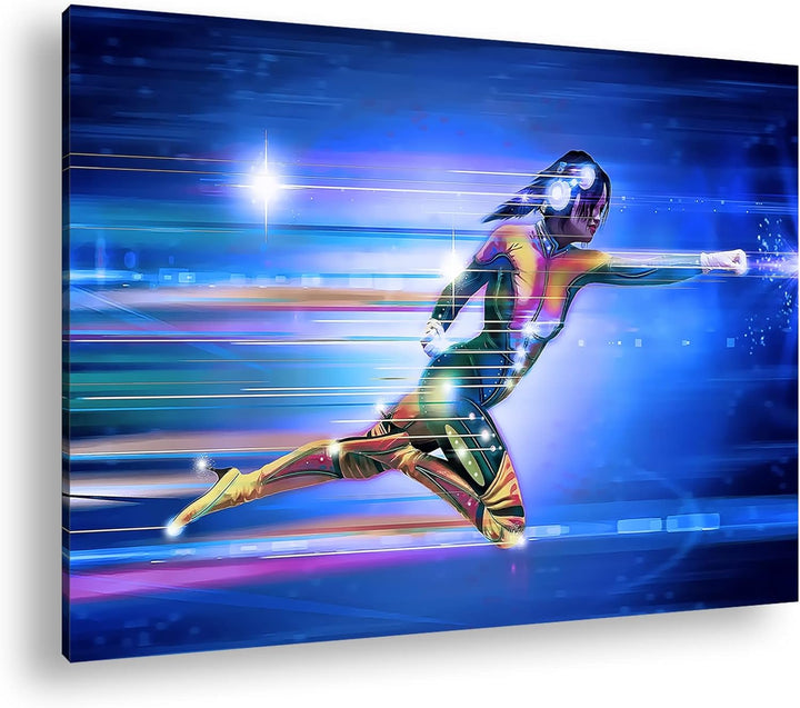 deyoli Geschwindigkeit der Cyber-Suprheldin Format: 80x60 als Leinwandbild, Motiv fertig gerahmt auf
