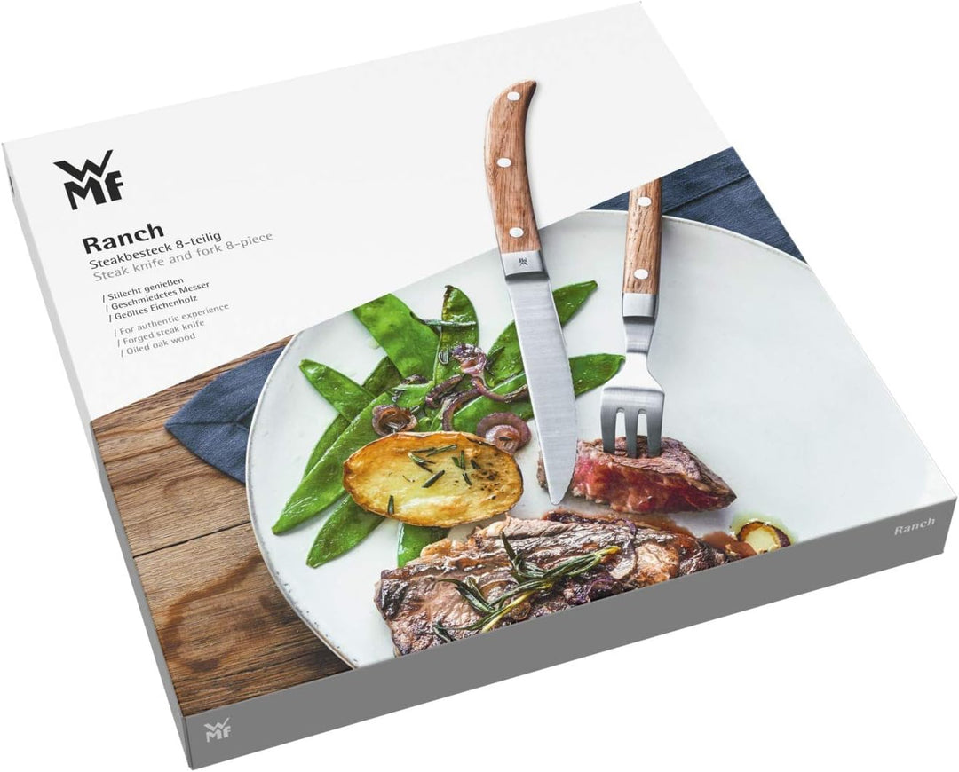 WMF Ranch Steakbesteck 8-teilig, für 4 Personen, Besteck Set, Steakgabel, Steakmesser, Spezialklinge