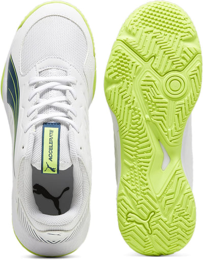 PUMA Unisex Kinder Accelerate Jr Handballschuh 37.5 EU White Ocean Tropic Lime Squeeze Blue Yellow,