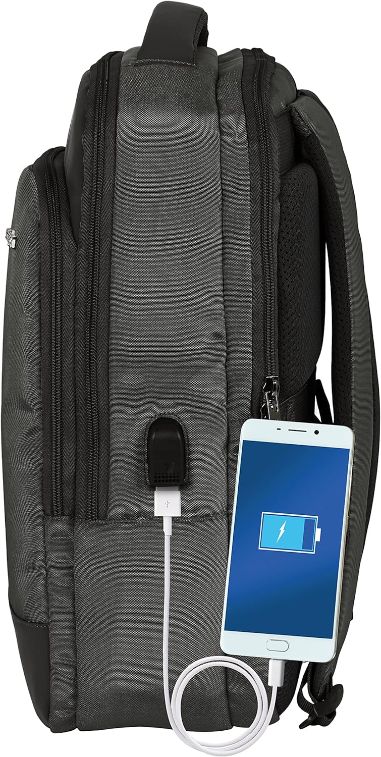 safta Unisex Kinder Tragbarer Rucksack 15,6 Zoll + Tablet + USB Business Grey 29 x 44 x 15 cm, bunt,