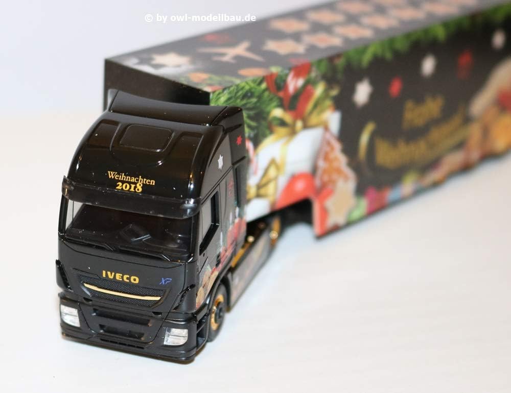 Herpa 308960 Iveco Stralis XP Koffer-Sattelzug Weihnachtstruck 2018 , Mehrfarbig