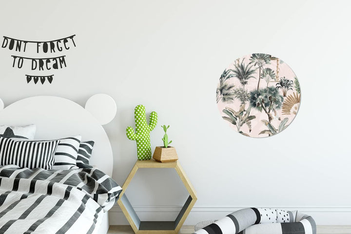 MuchoWow Wandbild Rund Wanddeko Deko Wohnzimmer Bilder 30x30 cm Blätter - Monstera - Dschungel - Tro
