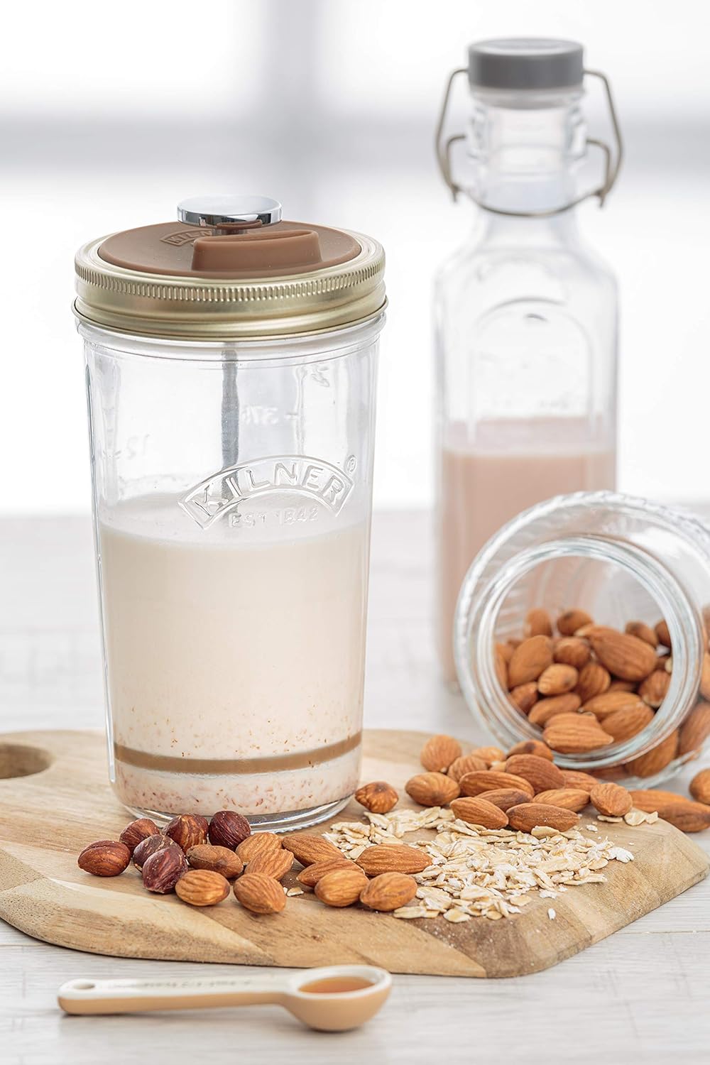 Kilner Nussmilch/Mandelmilch-Herstellungset-Set, 2 Gläser mit Zubehör und Deckel, 0,5 l