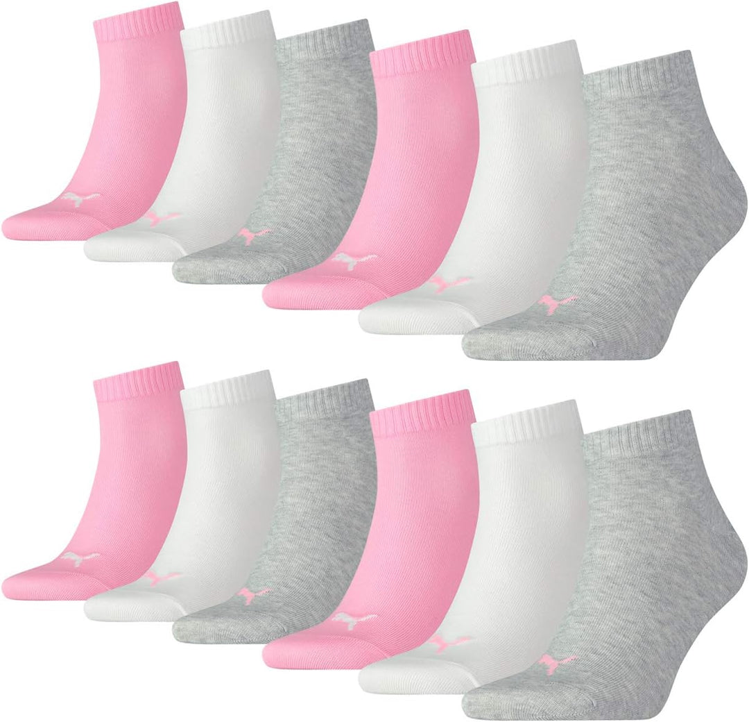 PUMA 12 Paar Unisex Quarter Socken Sneaker Gr. 35-49 für Damen Herren Füsslinge, Socken & Strümpfe:3