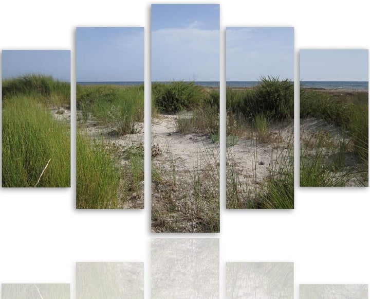Feeby Deco Bild 5 Teilig Natur Wanddekoration Strand Dünen See Himmel bunt 150x100 cm Deco panel 150