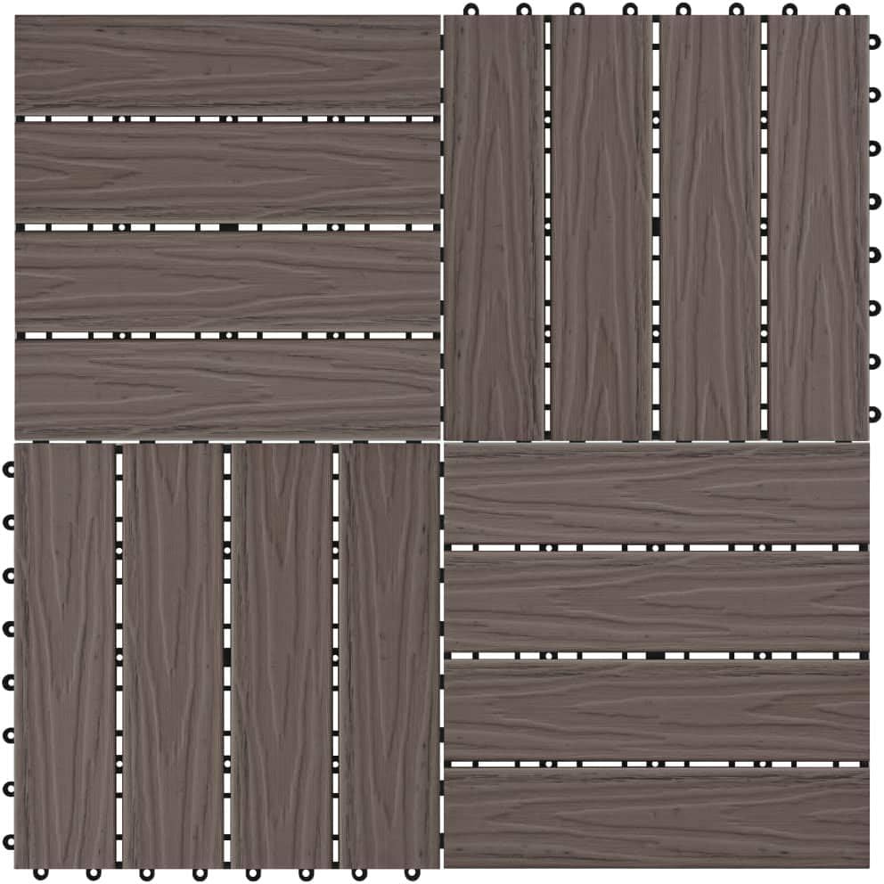 Festnight WPC Terrassendielen Terrassenplatten 30x30 cm 11er Spar Set für 1m² Dunkelbraun in Holzopt