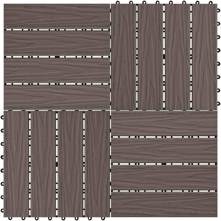 Festnight WPC Terrassendielen Terrassenplatten 30x30 cm 11er Spar Set für 1m² Dunkelbraun in Holzopt