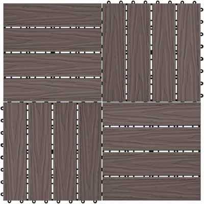 Festnight WPC Terrassendielen Terrassenplatten 30x30 cm 11er Spar Set für 1m² Dunkelbraun in Holzopt