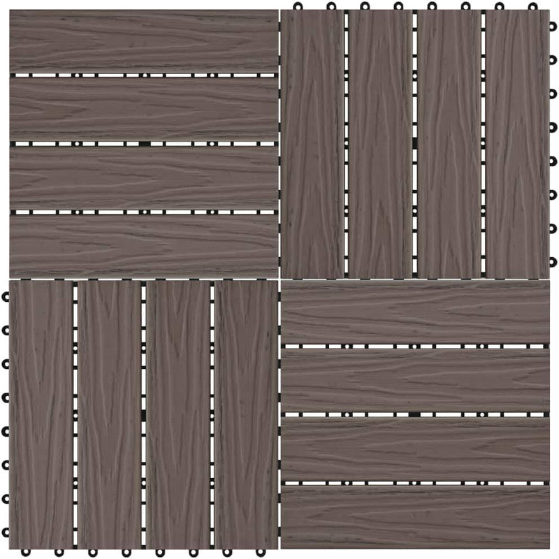 Festnight WPC Terrassendielen Terrassenplatten 30x30 cm 11er Spar Set für 1m² Dunkelbraun in Holzopt