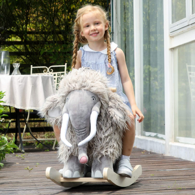 labebe Baby Plüsch Schaukelpferd Holz Schaukeltier Mammut Kinder Schaukelspielzeug Kleinkind Spielze