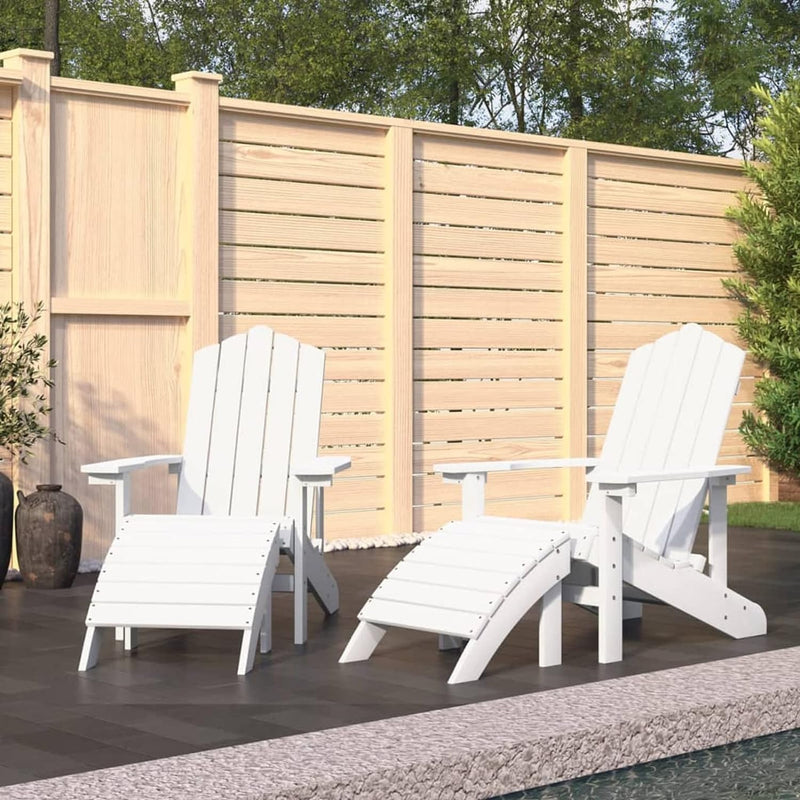 Gecheer 2 STK. Adirondack Gartenstühle mit Hockern Gartensessel Deckchair Holzstuhl Stuhl Sessel Ter