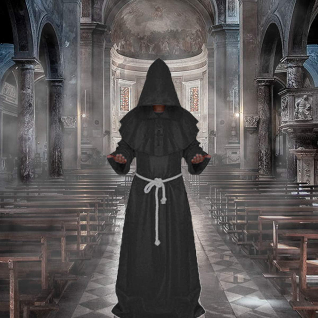 Mönchskostüm Erwachsene Herren Zauberer Priesterrobe Halloween Kostüm Outfit Mittelalterlicher Umhan