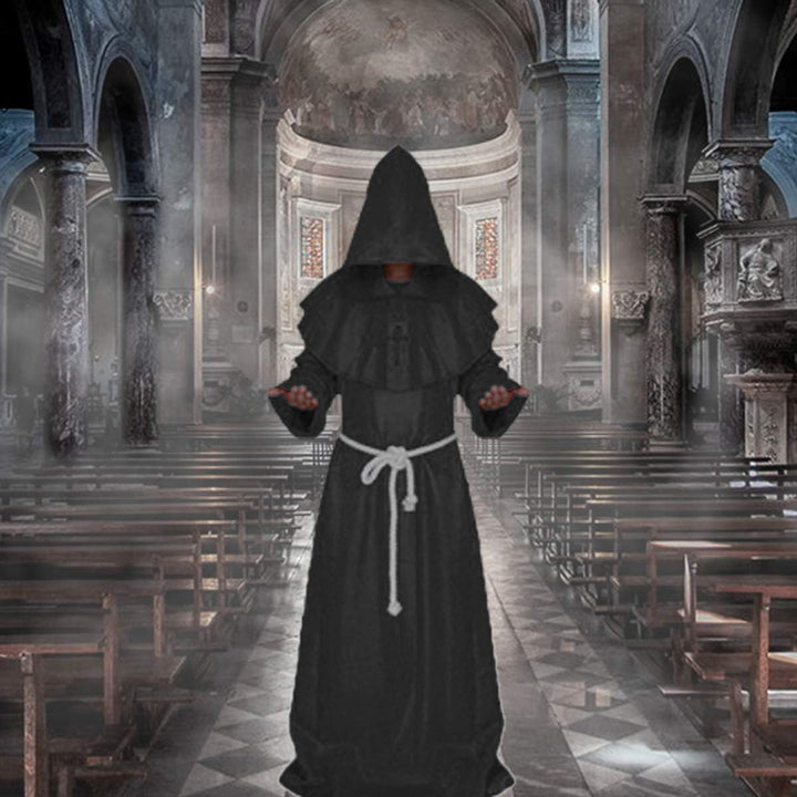 Mönchskostüm Erwachsene Herren Zauberer Priesterrobe Halloween Kostüm Outfit Mittelalterlicher Umhan