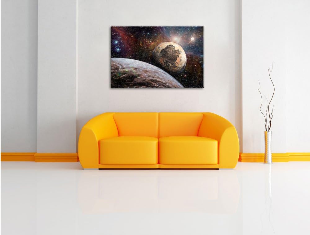 Pixxprint Alien Planeten im Weltall als Leinwandbild/Grösse: 100x70 / Wandbild/Kunstdruck/fertig bes