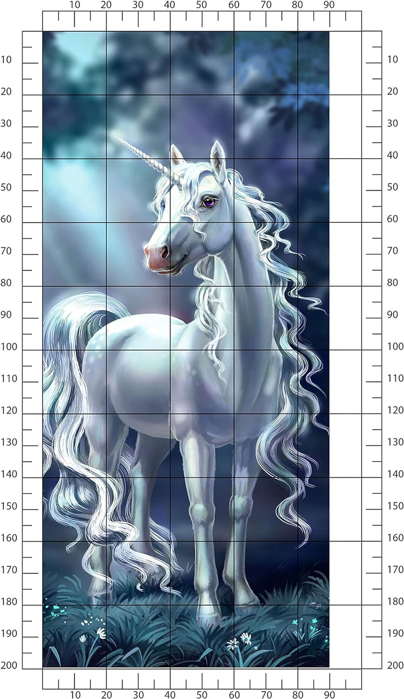 wandmotiv24 Türtapete schimmerndes Einhorn im Wald, Fantasy 90 x 200cm (B x H) - Dekorfolie selbstkl