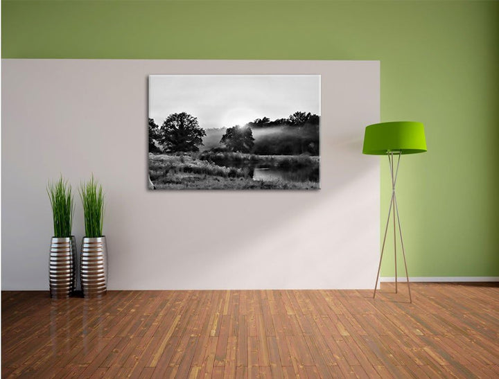 Pixxprint britische Landschaft / 100x70cm Leinwandbild bespannt auf Holzrahmen/Wandbild Kunstdruck D